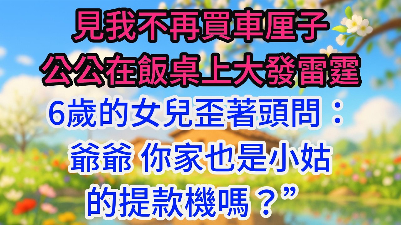 見我不再買車厘子，公公在飯桌上大發雷霆。6歲的女兒歪著頭問：“爺爺，你家也是小姑的提款機嗎？”