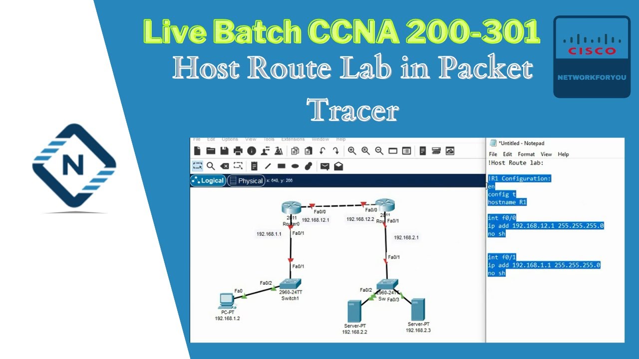 54 Host Route Lab in Packet Tracer | CCNA Lab | Network Basic
