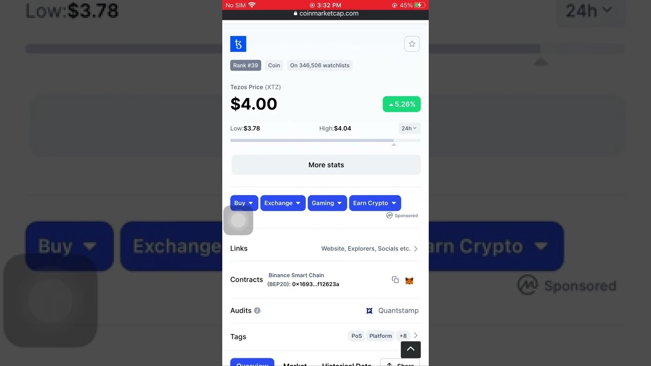 Tezos Price (XTZ)$4.00 February 5 2022
