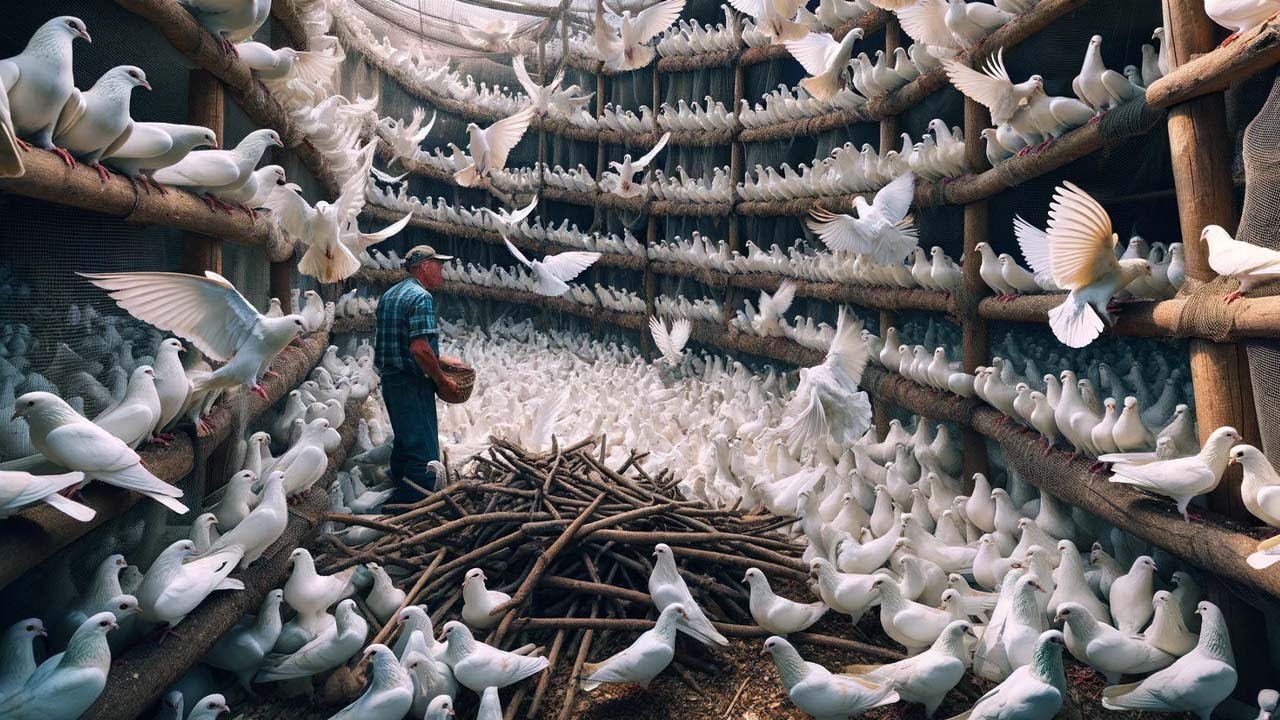 Os Agricultores Chineses Criam Centenas De Milh&otilde;es De Pombos Para Produzir Ovos E Carne