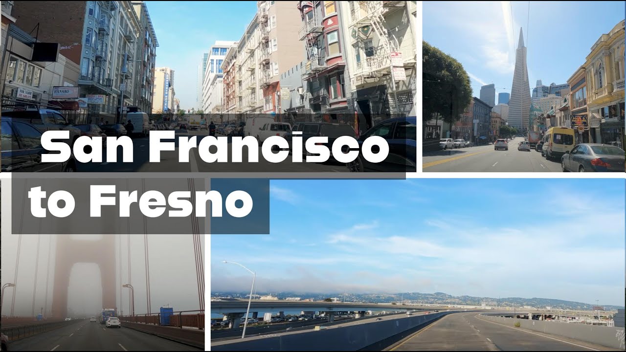 San Francisco to Fresno Drive | Sunny Day & Sunset Arrival with Golden Gate Fog