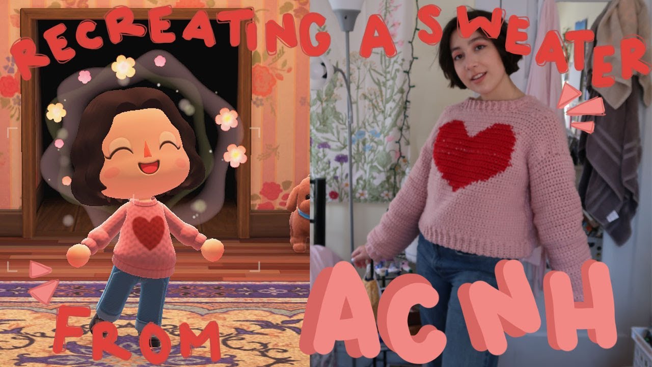 i attempted to crochet the heart sweater from animal crossing new horizons