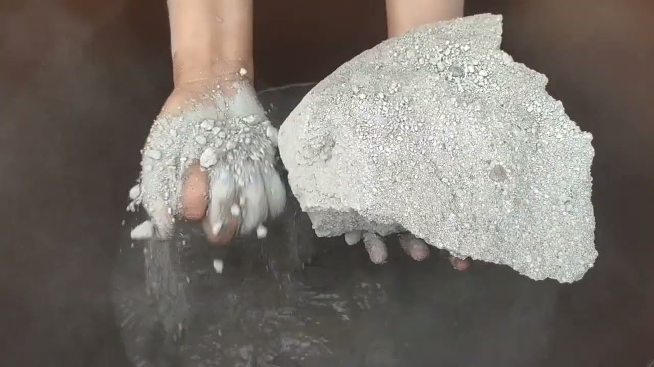 Full gritty pure cement chunks dry and water 💦 crumbling Asmr 