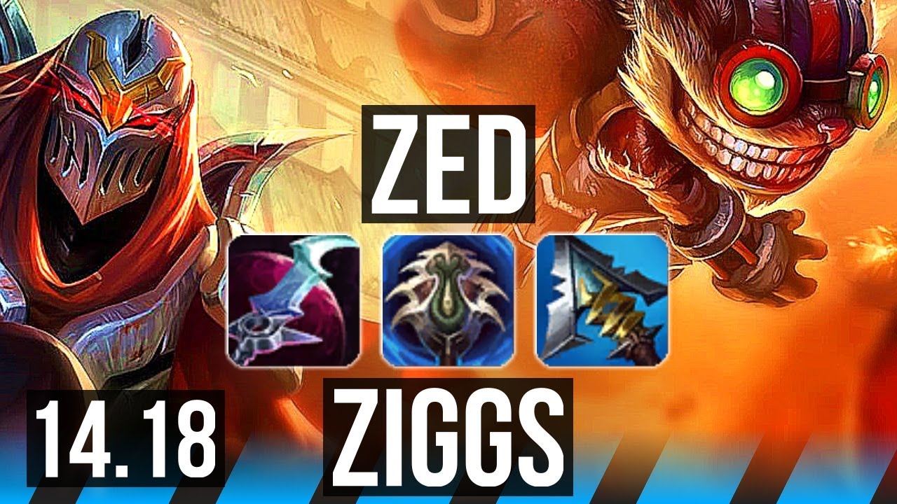 ZED vs ZIGGS (MID) | 8 solo kills, 60k DMG, Legendary, 700+ games | EUW Master | 14.18