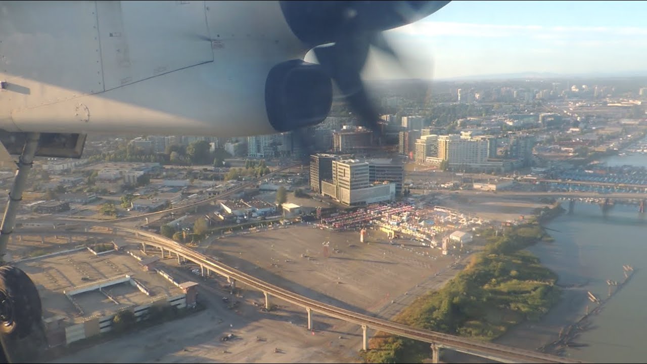 Air Canada Express (Jazz) Bombardier DHC 8 Q400 [C-GIJZ] descent and landing in YVR