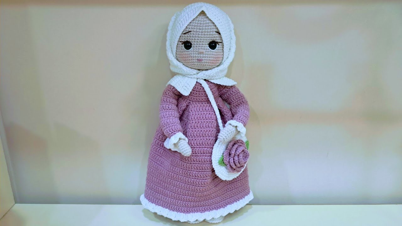 دمية الفتاه المحجبه 32سم اميجرومي (6/4) الفستانdress/ /(English subtitle) مترجم على الشاشه #crochet