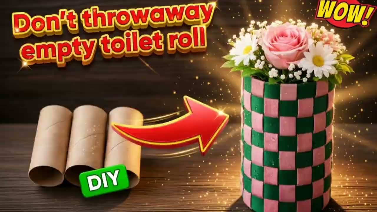 “Wait… Don’t Throw Away Toilet Rolls! Genius DIY Flower Vase #diy #craft