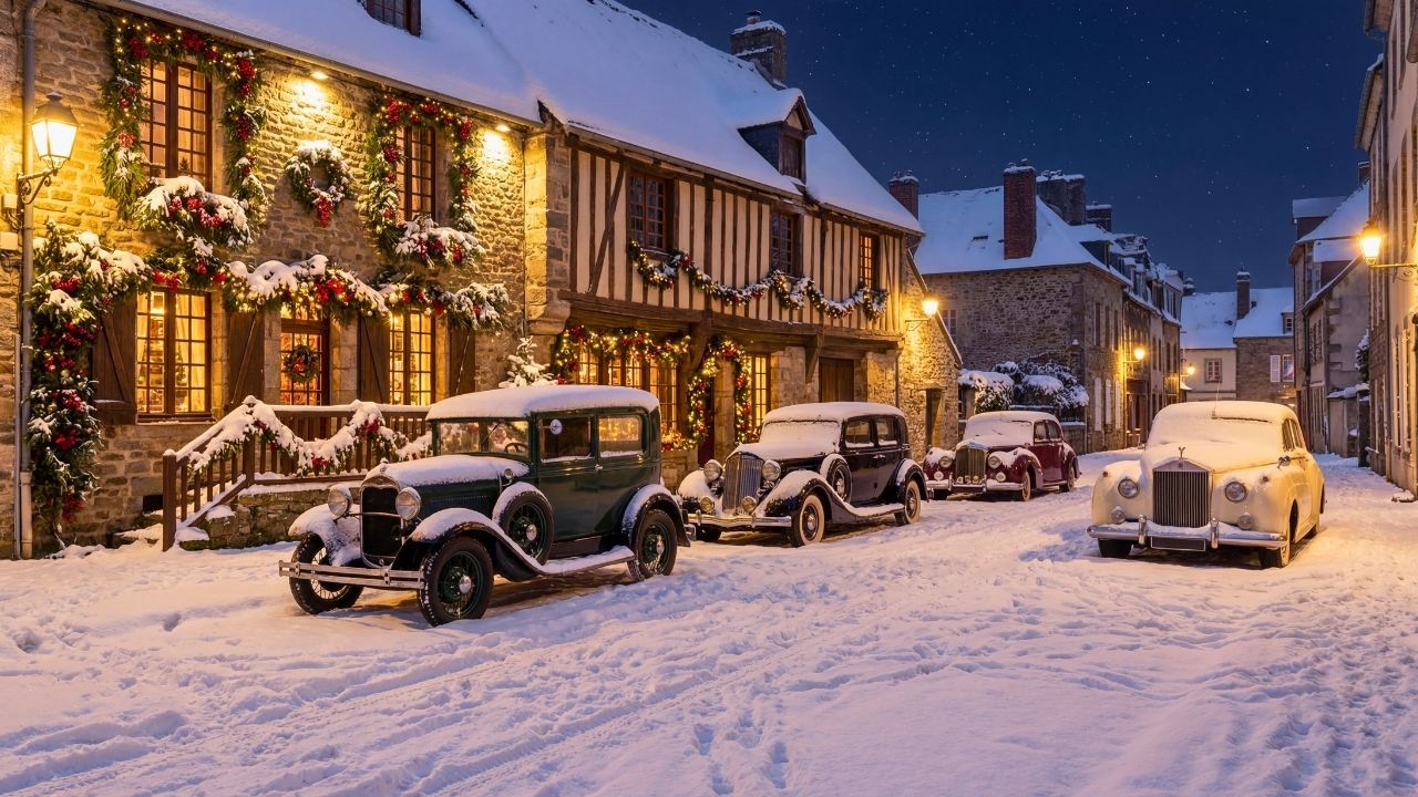 Classic Jazz Piano – Winter Snowfall Street Calm Night Ambience