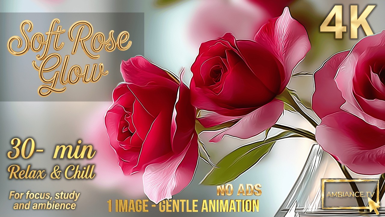 Bossa Nova Lo-Fi | Soft Rose Glow | 30-Min Relax & Chill Ambience | Gentle Animated Wall Art | Focus
