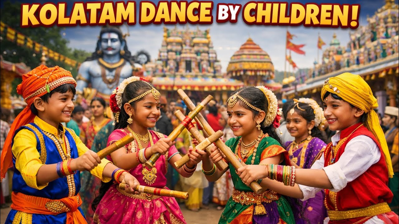 Kolatam Dance by Children | Rampuram Ramalingeswaraswamy Jaatara 2026 | Village Festival Vibes