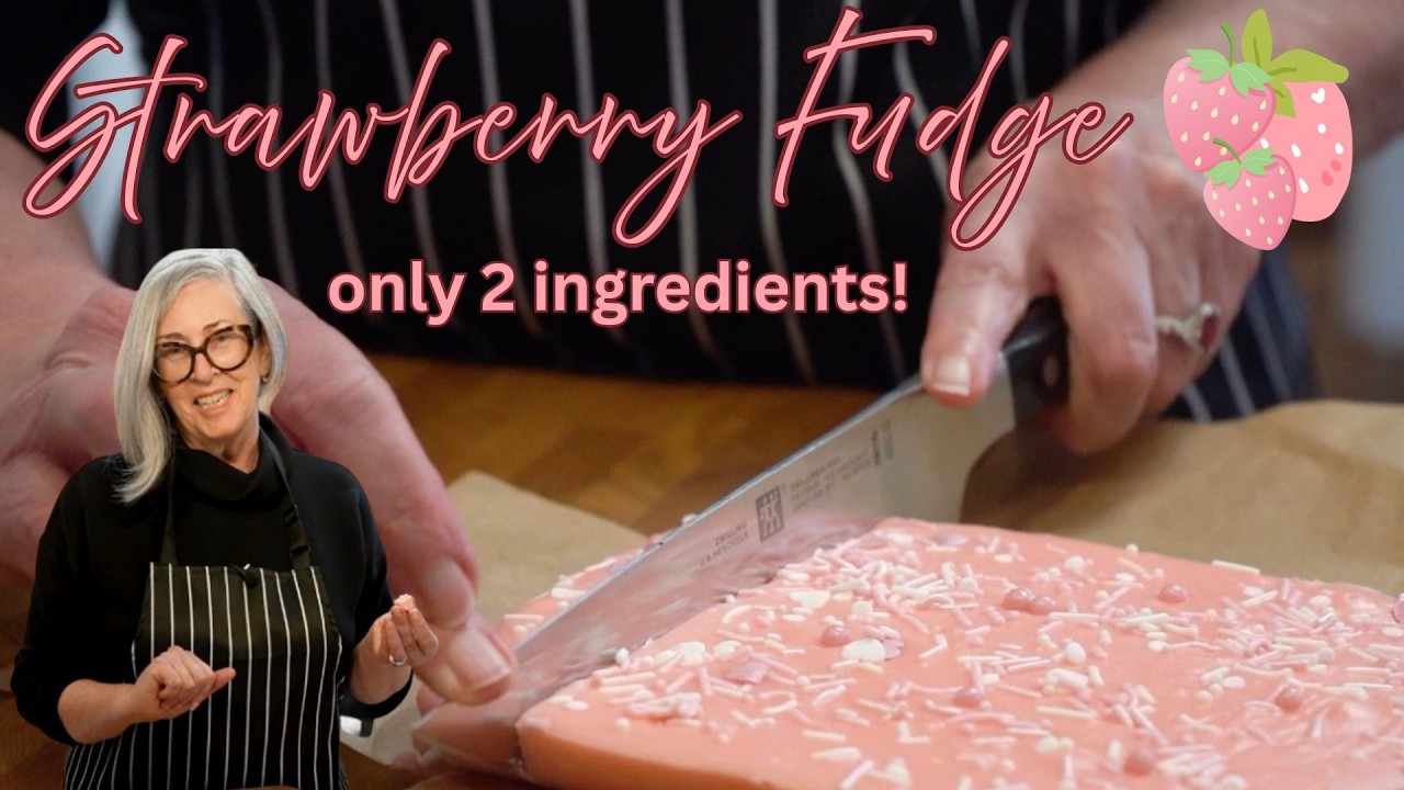 2 Ingredient Strawberry Fudge Recipe | No Bake Dessert