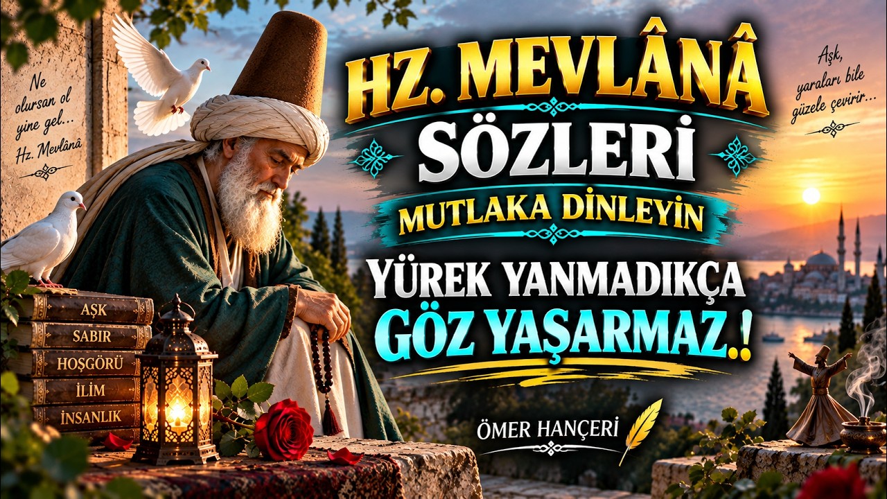 Hz. Mevlana Sözleri 🌹 Mutlaka Dinleyin 🌹Yürek Yanmadıkça Göz Yaşarmaz.!