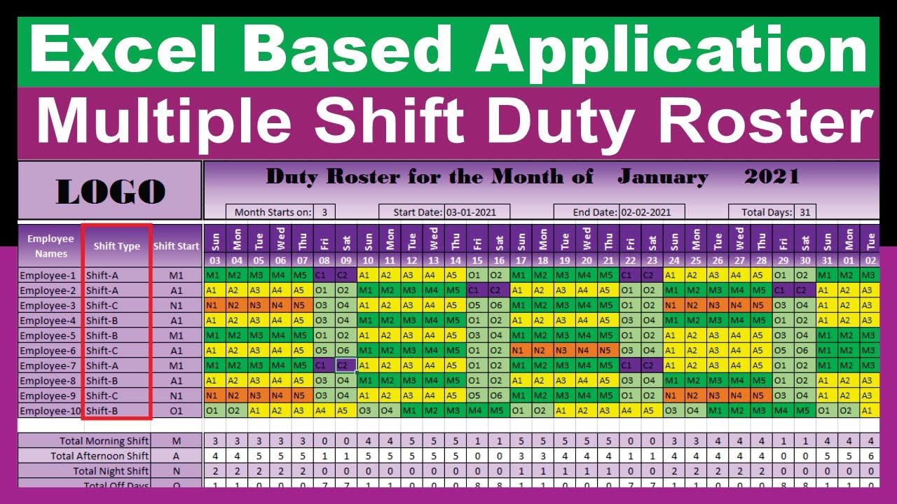 #258-How to Create Automated Multiple Shift Duty Roster in Excel (2022)