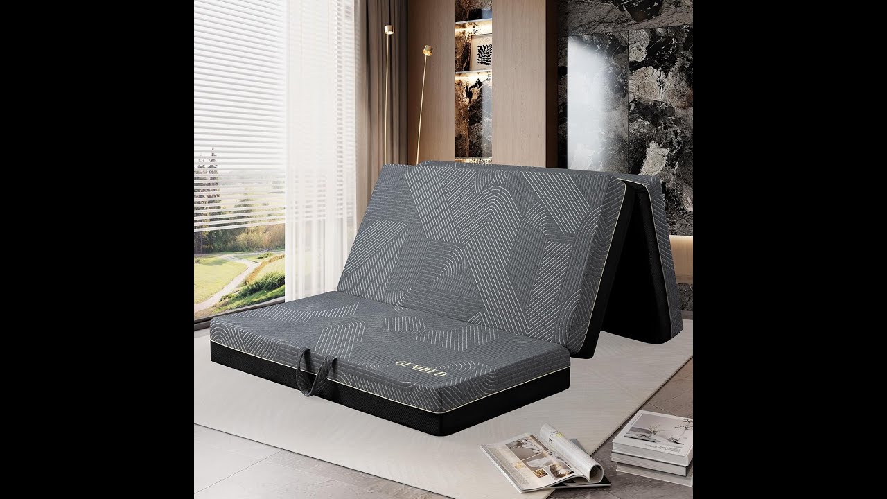 Tri Folding Mattress Queen Size   Memory Foam Tri fold Handle & Non Slip Bottom, Portable Foldable S