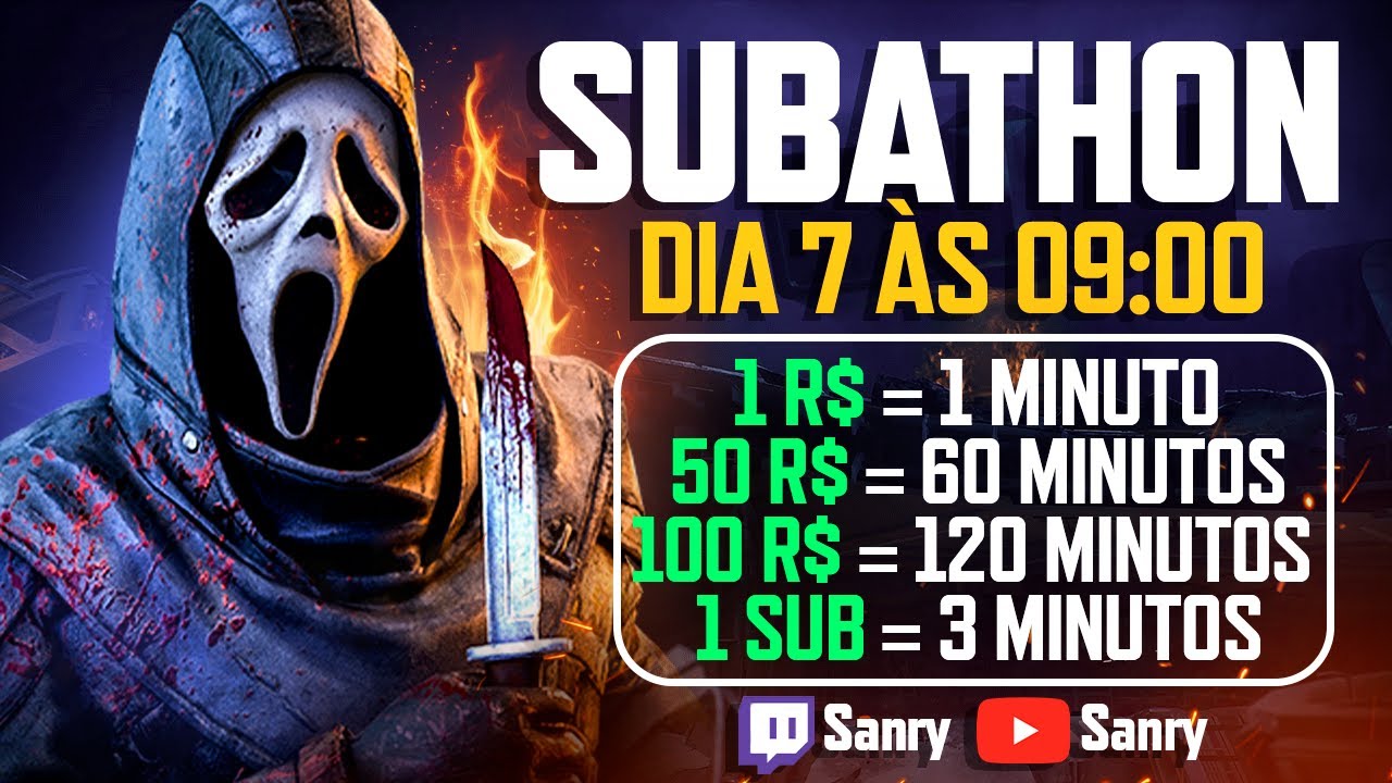 !SUBATHON DIA 26! 1 REAL = 1 MINUTO !pix e !resgates