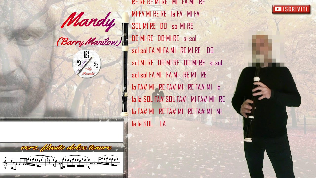 Flauto dolce: Mandy (Barry Manilow) + BASE - flauto tenore, tenor recorder, flauta dulce tenor