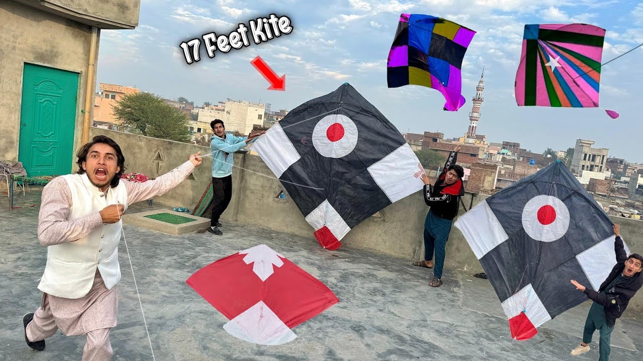 17 Feet Big Kite Buy Vs Monster Kite Flying Nasir | Big Kite Fly
