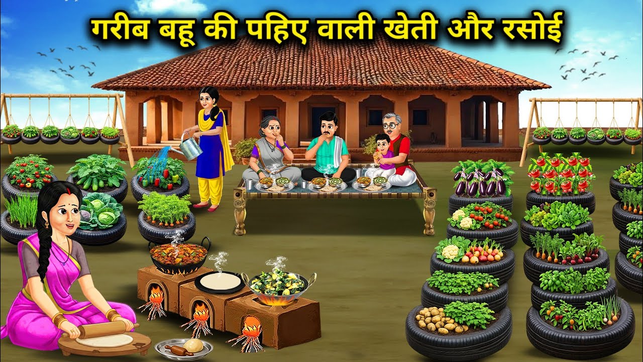 गरीब बहू की पहिए वाली खेती और रसोई | Poor daughter-in-law's wheeled farming and | Cartoon Video |