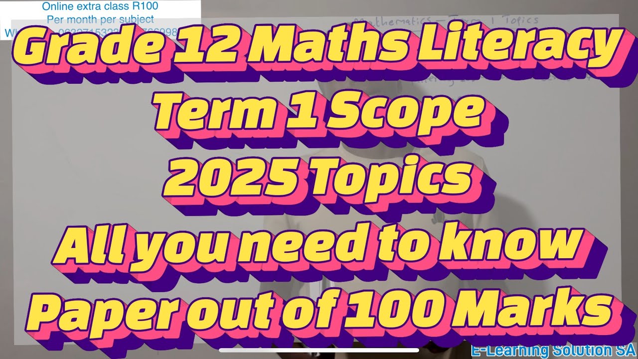 Grade 12 Maths Literacy Term 1 | Scope & All topics to be covered 2025 Paper out of the 100