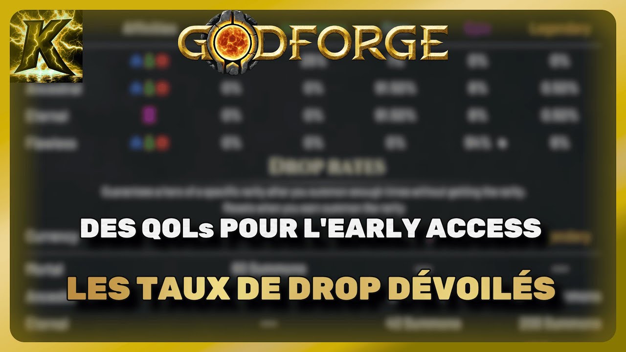 Les TAUX DE DROP dévoilés ! Et des QOLs pour l'early access | Godforge