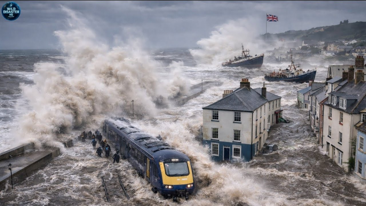 Storm Ingrid Slams England: 170 km/h💨 Winds Batter Cornwall as Train Is Swallowed by Floodwaters