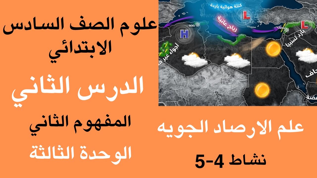 الدرس الثاني المفهوم التاني علم الارصاد الجويه علوم الصف السادس الابتدائي
