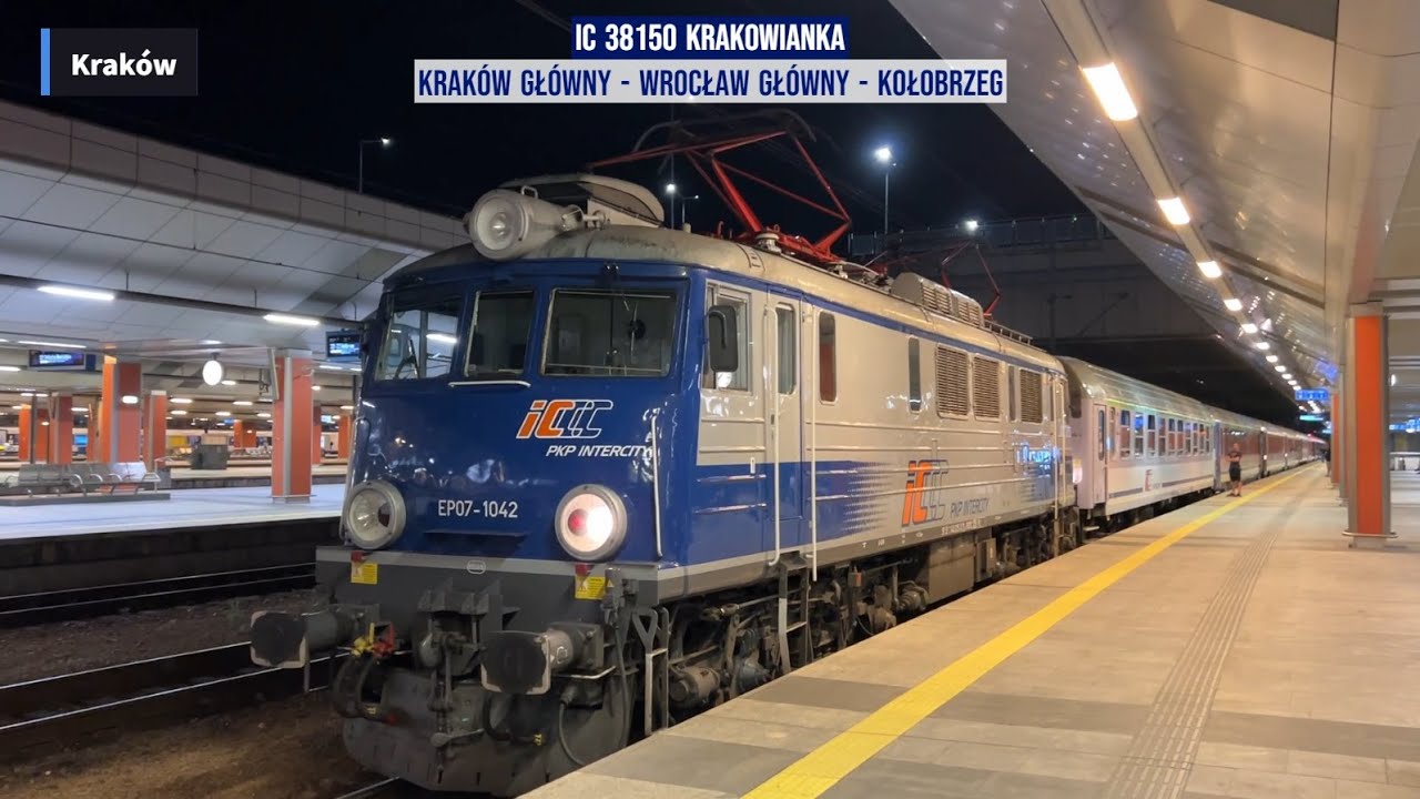 Pociąg Train IC 38150 KRAKOWIANKA Kraków Główny -Wrocław Główny - Kołobrzeg Część 1 relaksujący film