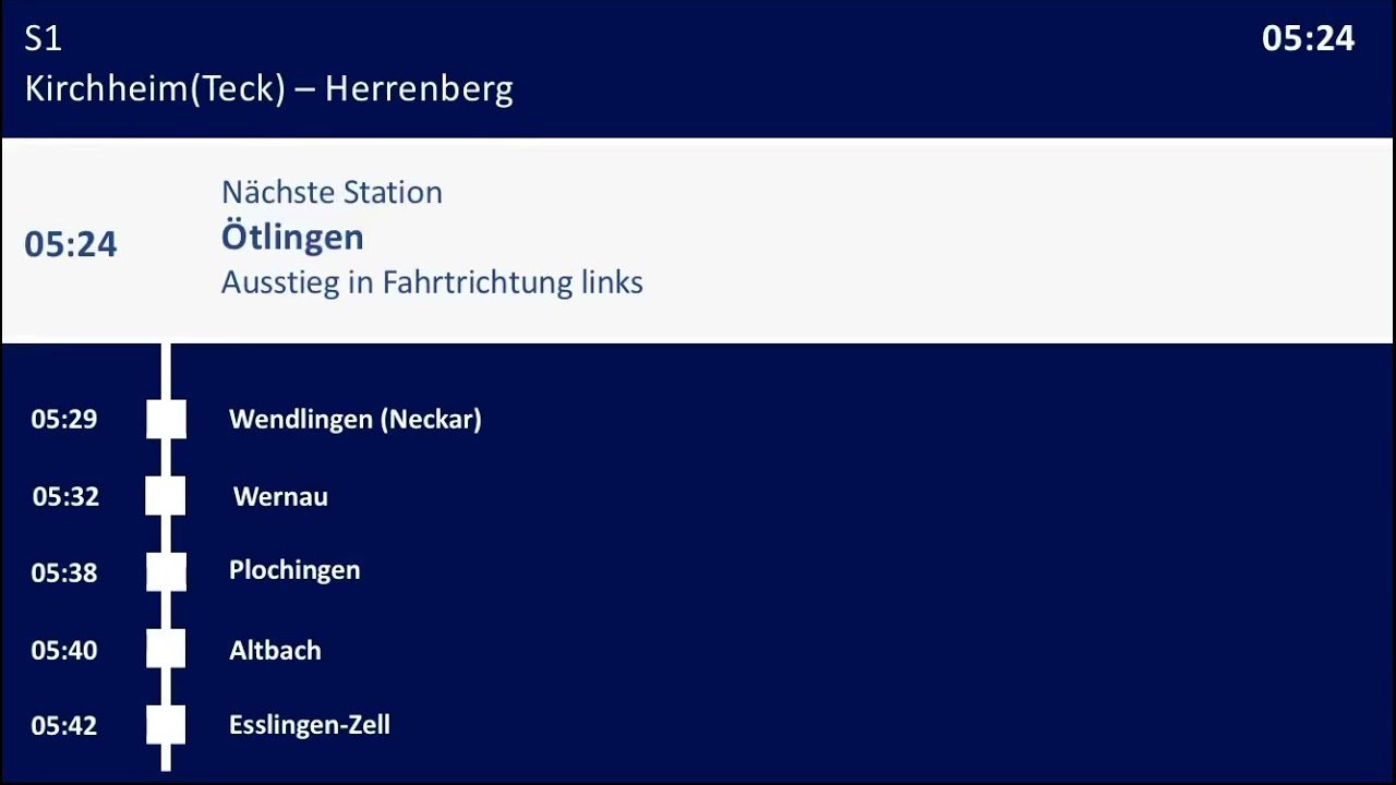 [S-Bahn Stuttgart] Ansagen S1 Kirchheim(Teck) — Herrenberg
