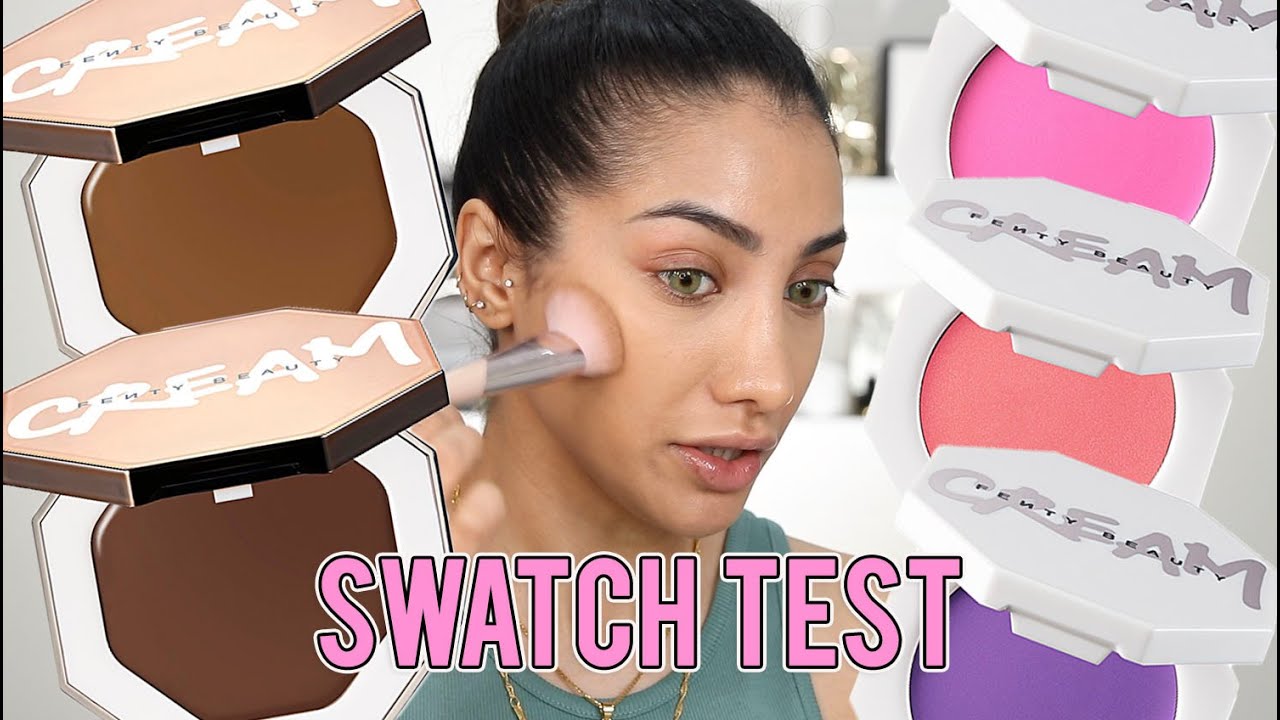 SWATCHING FENTY CREAM BRONZER & ALL BLUSHERS - MEDIUM/BROWN/TANNED/OLIVE SKIN | AnchalMUA