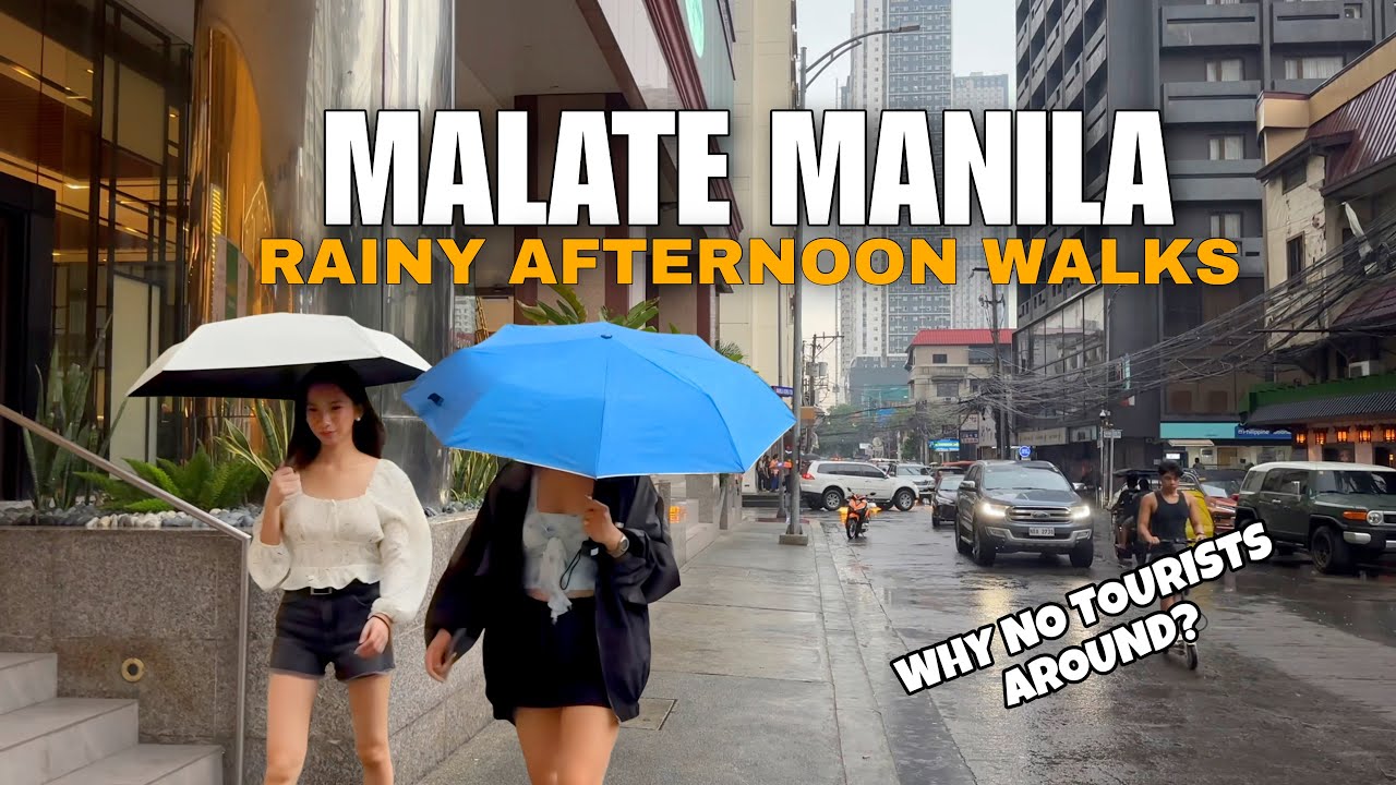 MALATE MANILA-RAINY AFTERNOON WALKS|Street scenes in [4k]