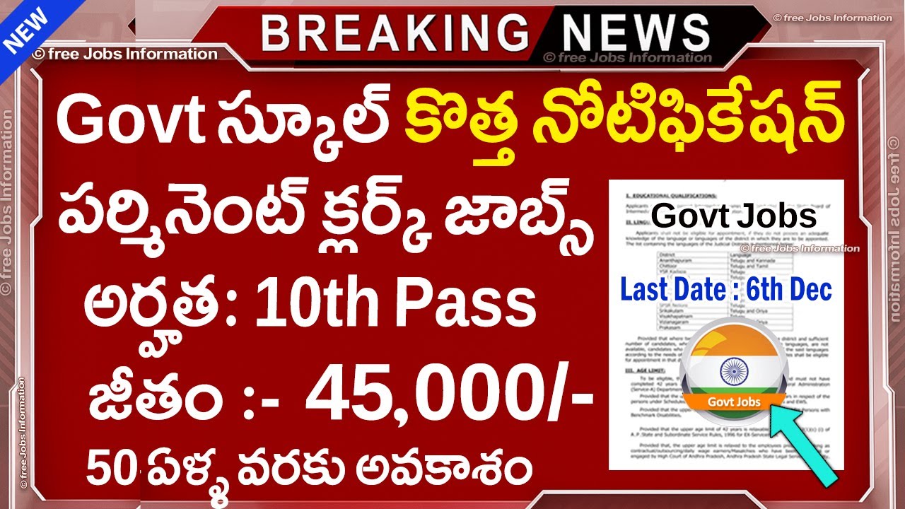 🏬 ప్రభుత్వ స్కూల్స్ లో కొత్త ఉద్యోగాలు వచ్చేశాయి | Govt School Jobs In telugu| 10th pass |Job Search