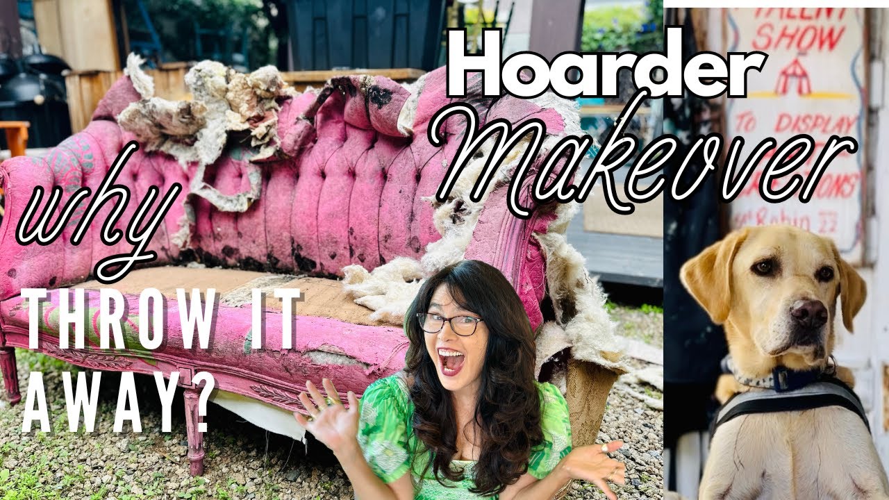 Can this  Hoarder be saved? Trashed vintage couch Makeover