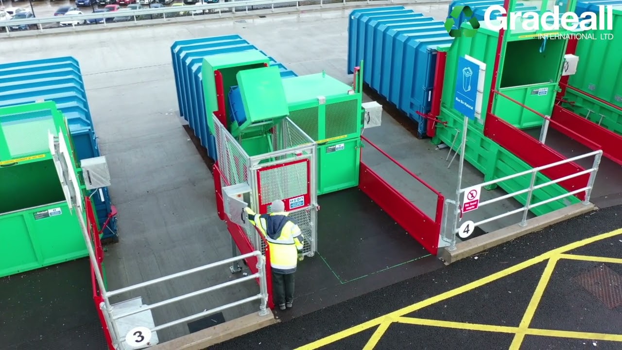 Static Waste Compactors & Pre-Crush Compactors at Council Recycling Centre | G120 G140 | Gradeall