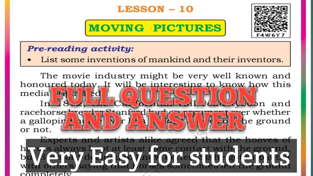 5th standard English 1st language||Lesson no 10||MOVING PICTURES||Full question and answer|easy 