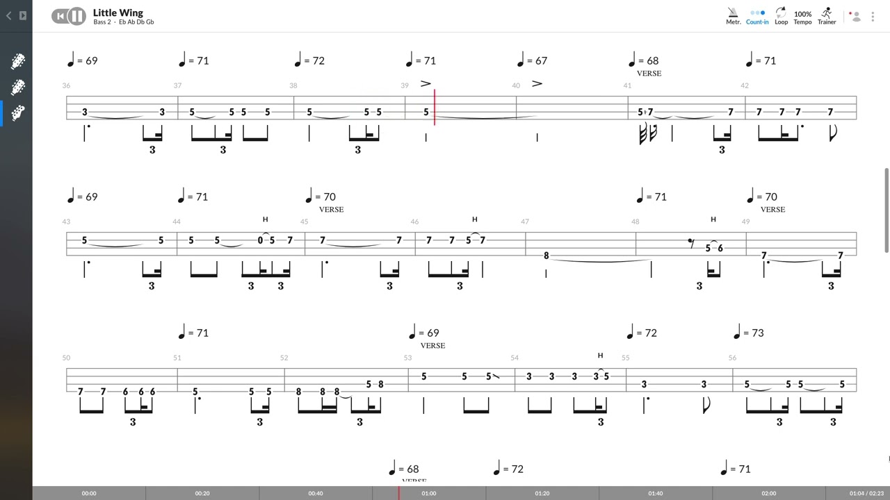 Jimi Hendrix - Little Wing (BASS TAB PLAY ALONG)