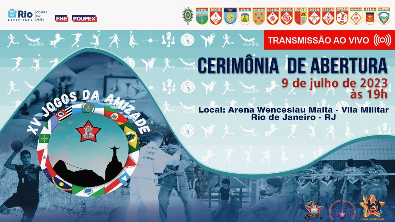 Abertura dos XV Jogos da Amizade 2023 do Sistema Colégio Militar do Brasil  - 9 JULHO às 19:00h.
