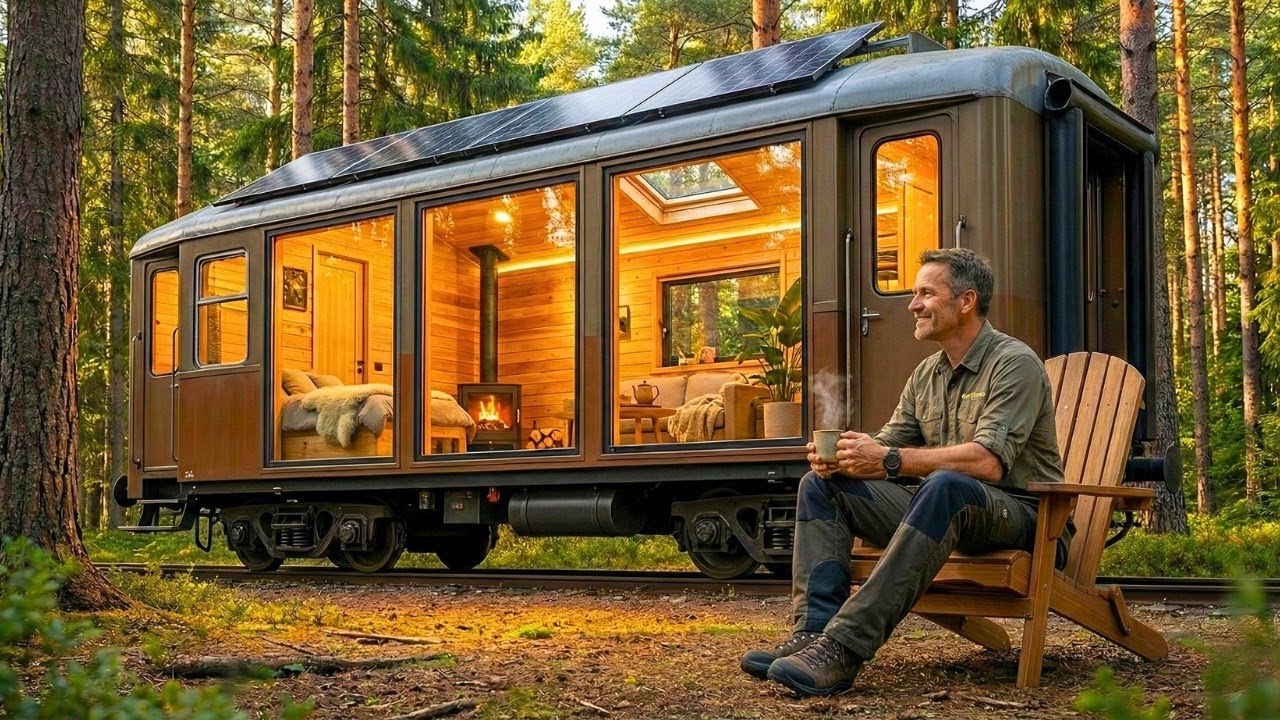 Building a Beautiful Home Inside an Abandoned Forest Train