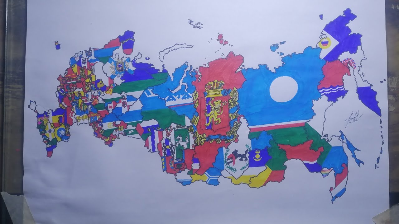 Drawing Russian federal subjects flags | Flag map of Russian subdivisions | Россия