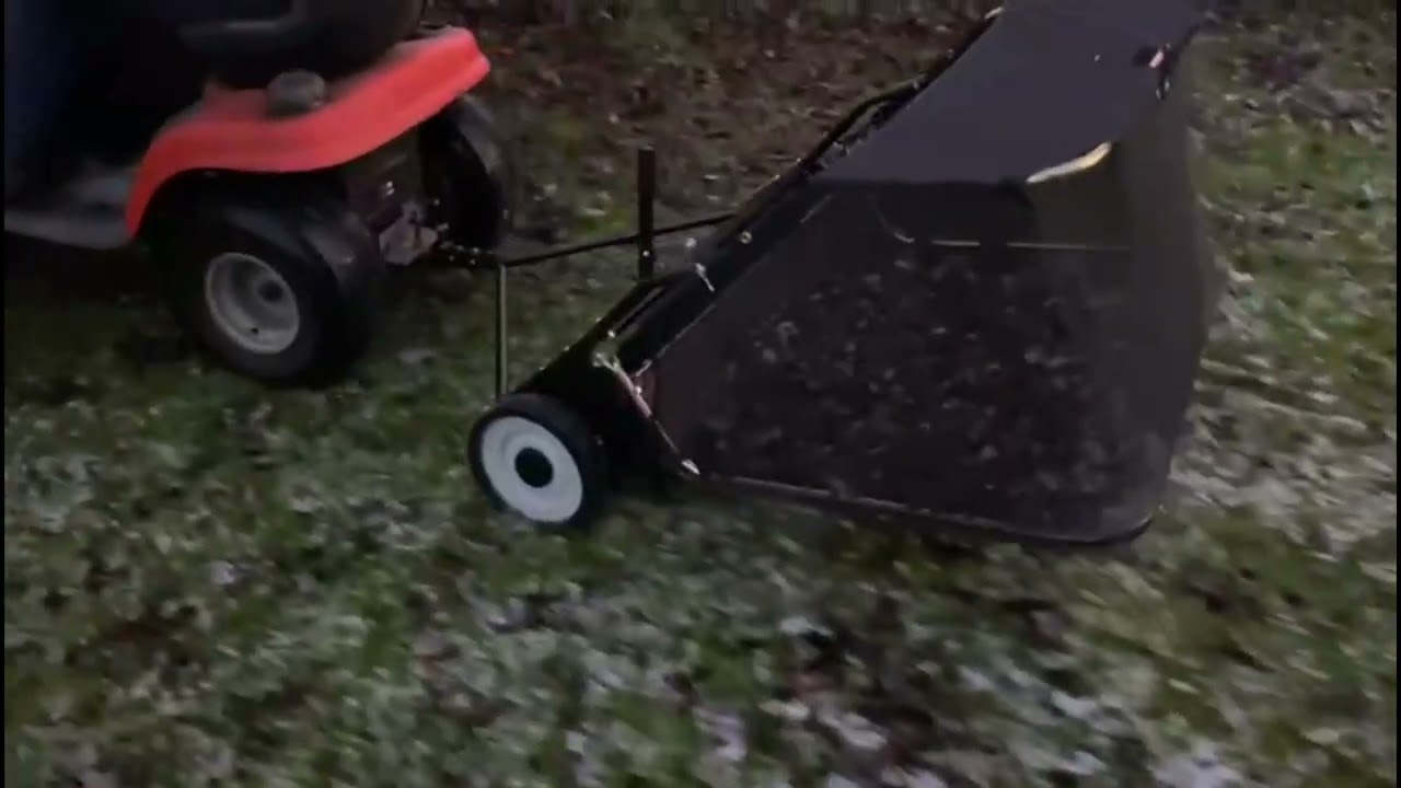 Towable Lawn Sweeper Grass & Leaf Collector In Action - 42
