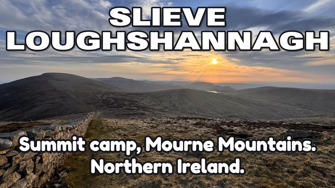 Summit camp on a busy Slieve Loughshannagh, camping in the Mourne Mountains, Northern Ireland.