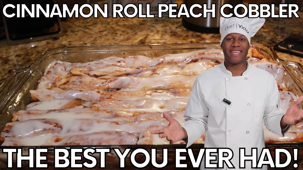 How to make Cinnamon Roll Peach Cobbler using Pillsbury Cinnamon Rolls