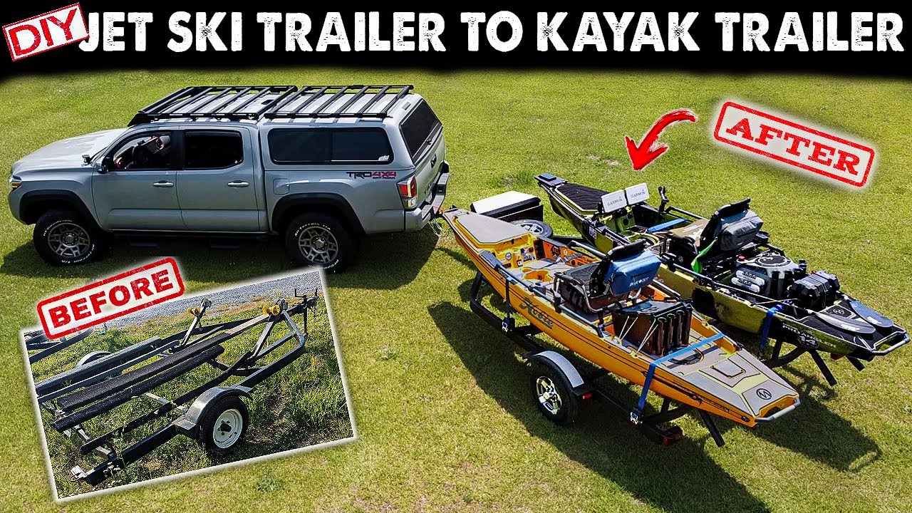 Converting a Jet Ski Trailer into a CUSTOM Double Kayak Trailer | DIY Fishing Kayak Trailer 2023