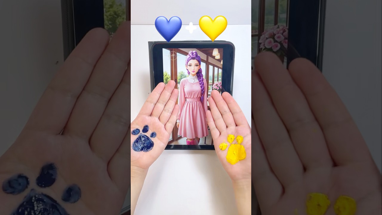 Color Mixing Trend Blue and Yellow #colormixing #kpopdemonhunters