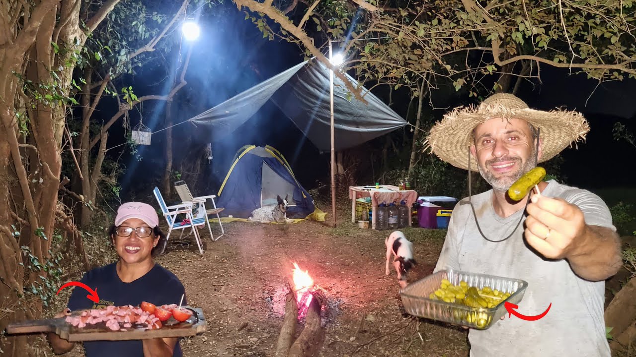 Acampamos no mato 2 dias!Peixe na linha picadâo na tábua e buchada no disco!