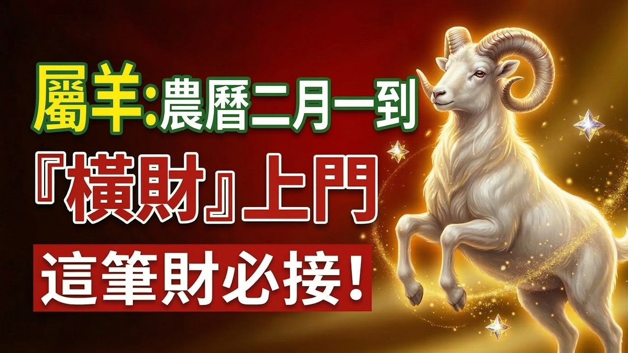 屬羊必看！農曆二月一到，將有『橫財』入命，這筆「意外之錢」自動轉入，之前虧掉的全部連本帶利還給你！#生肖羊2026運勢 #2026屬羊運勢 #財運 #橫財 #生肖羊 #屬羊財運 #風水 #生肖羊財運