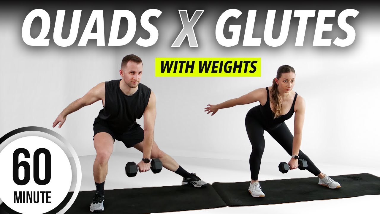 BEST 1 Hour QUADS and GLUTES Workout at Home - With Weights