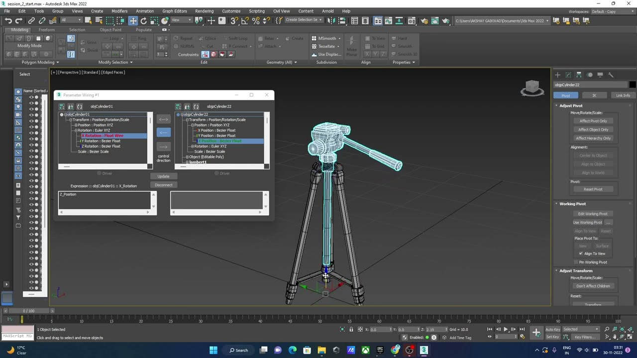 Basic Rigging ( wire parameters) In Autodesk 3ds Max 2022 For Beginner { Part-5 }