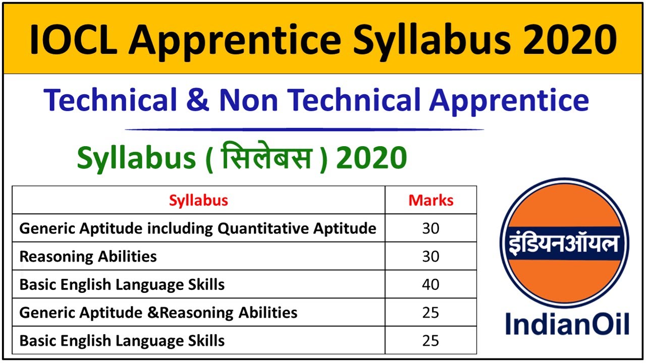 IOCL Apprentice Syllabus 2022 | IOCL Apprentice Question Paper | IOCL  Syllabus  2022