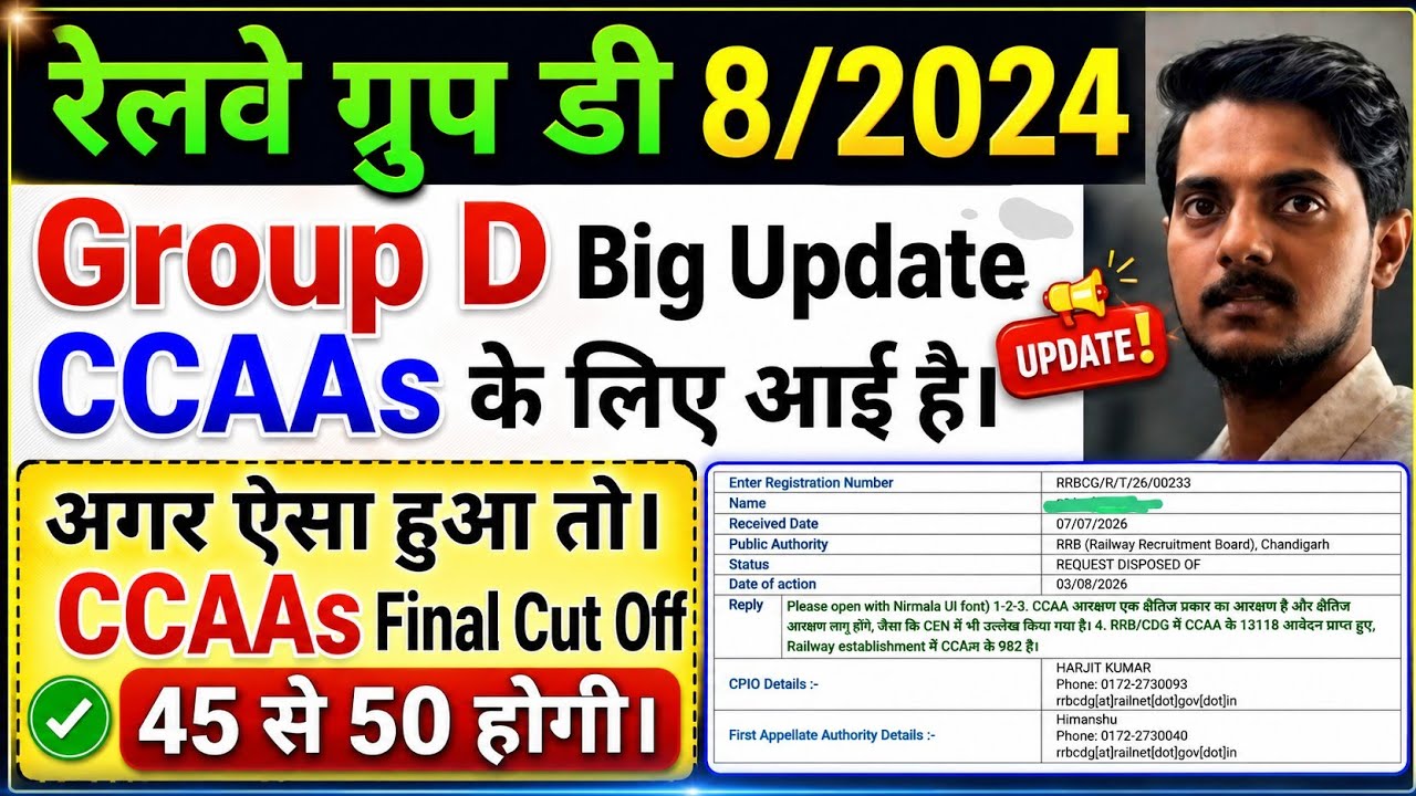 Group D 8/2024 CCAAs Big Update|| Group D CCAAs RTI Reply 982 CCAAs Only इस Zone में देखों।