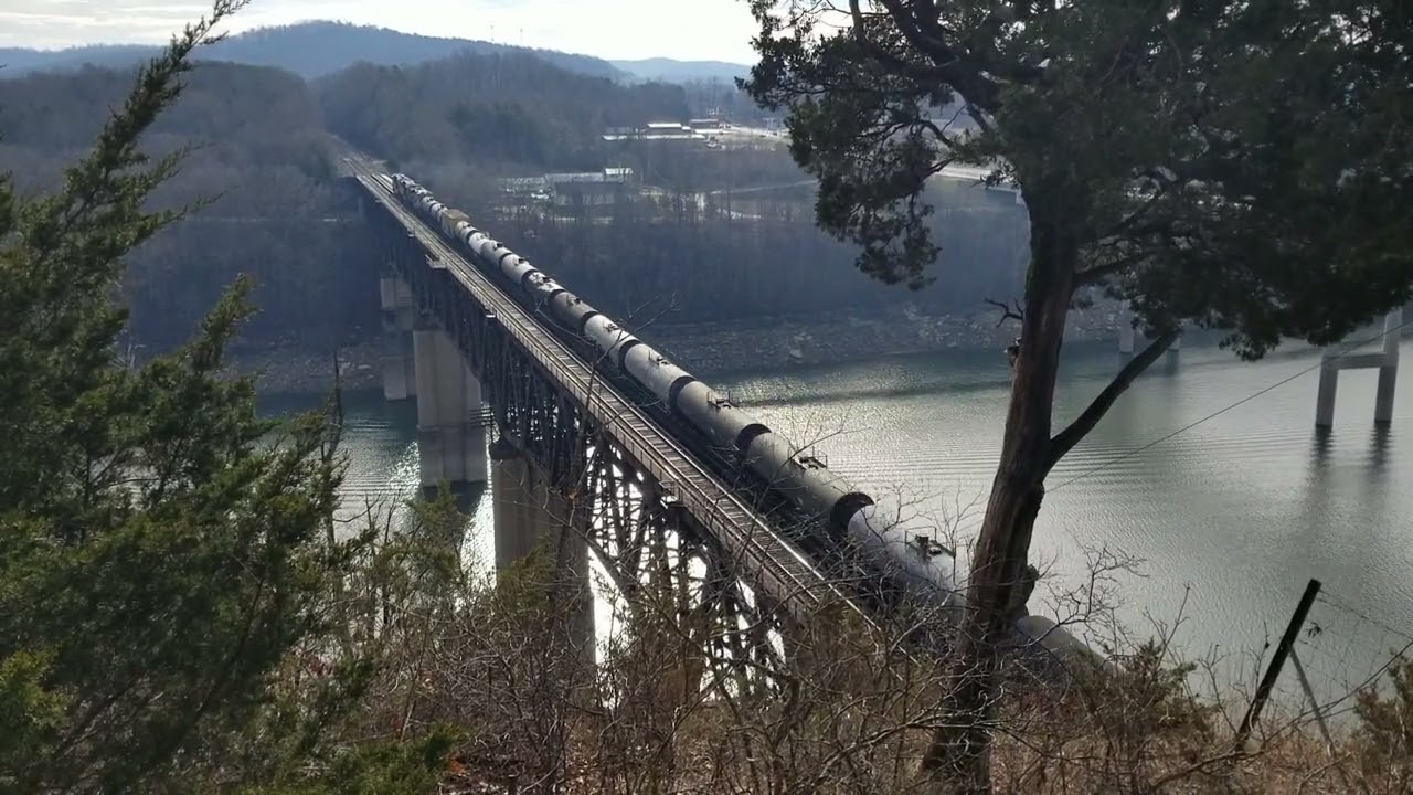 Train on a bridge